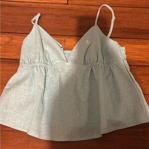 La Hearts Light Blue V-Neck Peplum Camisole